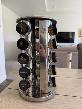 Rotating Spice Rack + Spices & Jars